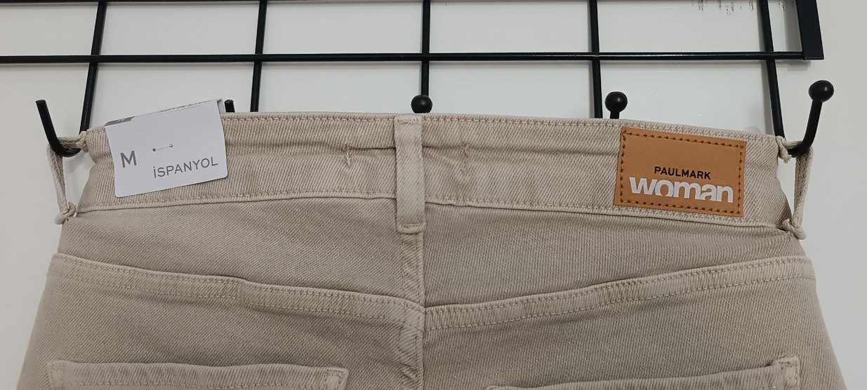 Bej İspanyol paça denim kot pantolon - Görsel 3