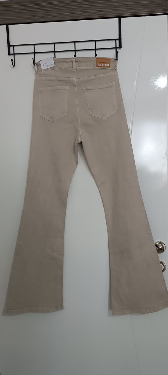 Bej İspanyol paça denim kot pantolon - Görsel 5