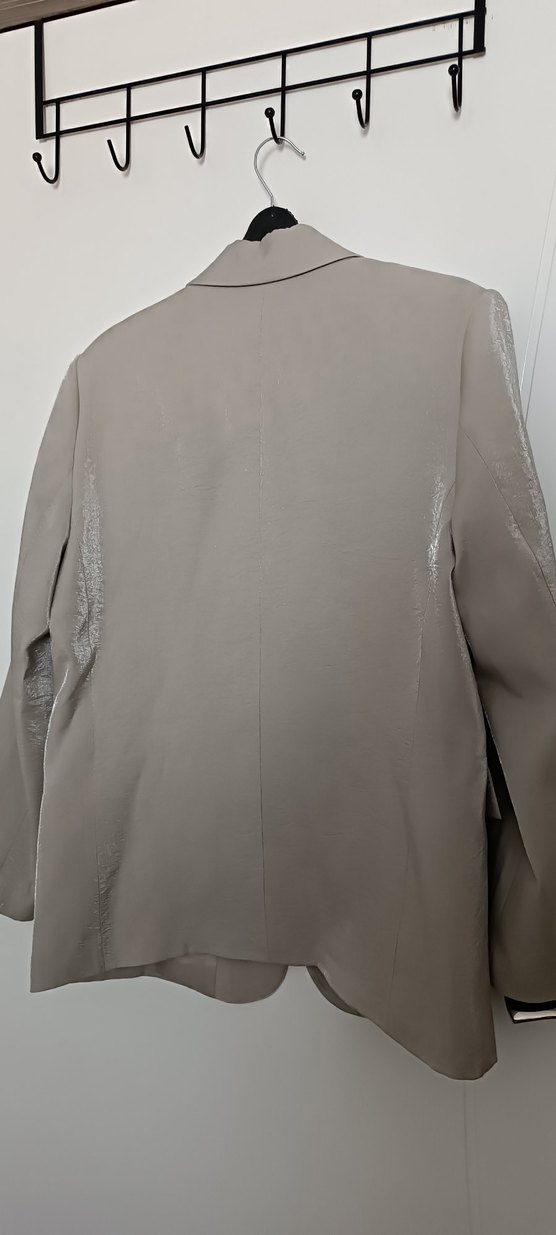 Düğmeli Bej Midi Kadın Blazer Ceket - Görsel 3