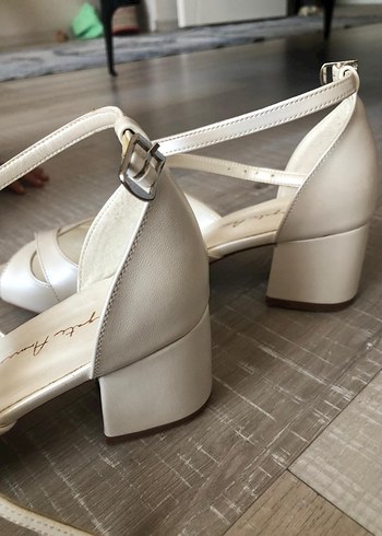 Diger Beyaz Kadın Kalın Topuklu Gelin Ayakkabısı - Görsel 5