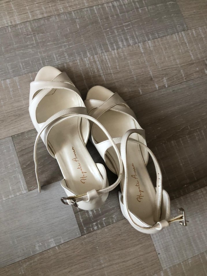 Diger Beyaz Kadın Kalın Topuklu Gelin Ayakkabısı - Görsel 3