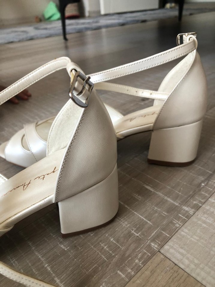 Diger Beyaz Kadın Kalın Topuklu Gelin Ayakkabısı - Görsel 5