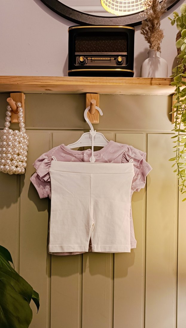 Kız Çocuk Lila Fırfırlı Kısa Kollu Tişört-Şort Takım - Görsel 2