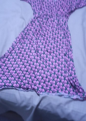 Pembe yeşil Desenli Kadın elbise - Görsel 2