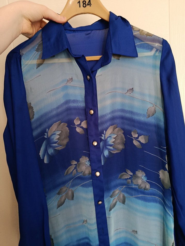 Uzun Kollu Mavi Bohem Uzun Elbise - Görsel 2