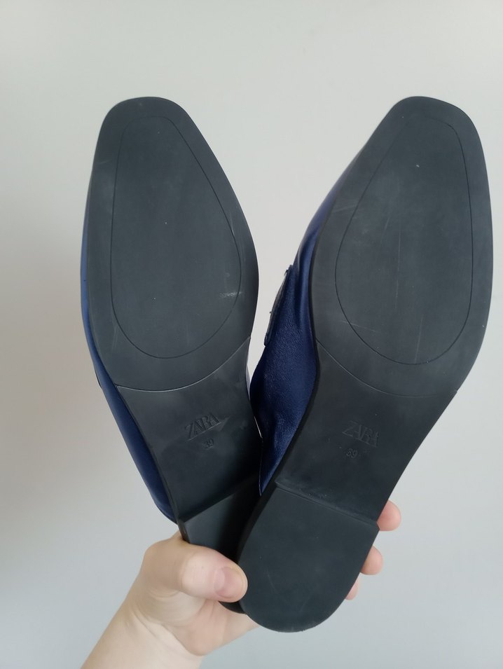 Kadın Mavi Deri Tokalı Terlik - Görsel 2