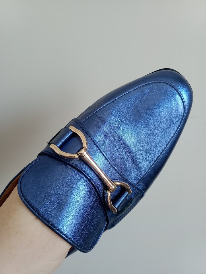 Kadın Mavi Deri Tokalı Terlik - Görsel 3