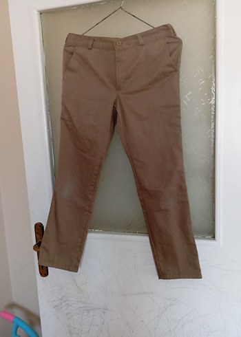 34 Beden Bej Erkek Keten Pantolon Regular Fit