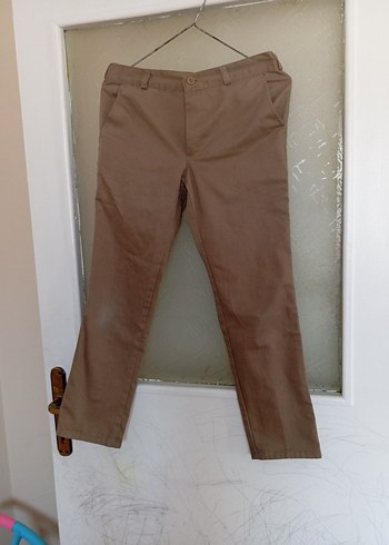 34 Beden camel Renk Bej Erkek Keten Pantolon Regular Fit