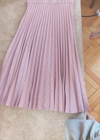 s Beden pembe Renk Pembe Pilili Uzun Kadın Etek