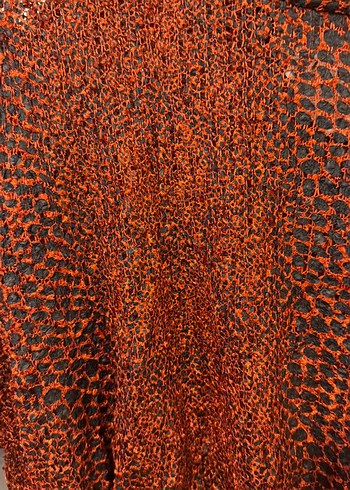 Kırmızı Yılan Desenli Uzun Triko Elbise - Görsel 5