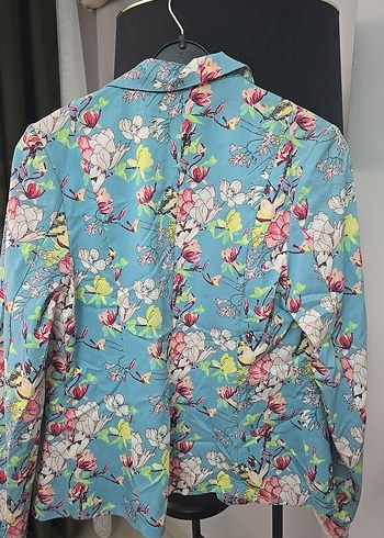 Batik Çiçek Desenli Midi Kadın Ceket