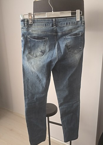 Gevşek Kesim Kadın Midi Boy Mavi Kot Pantolon - Görsel 2