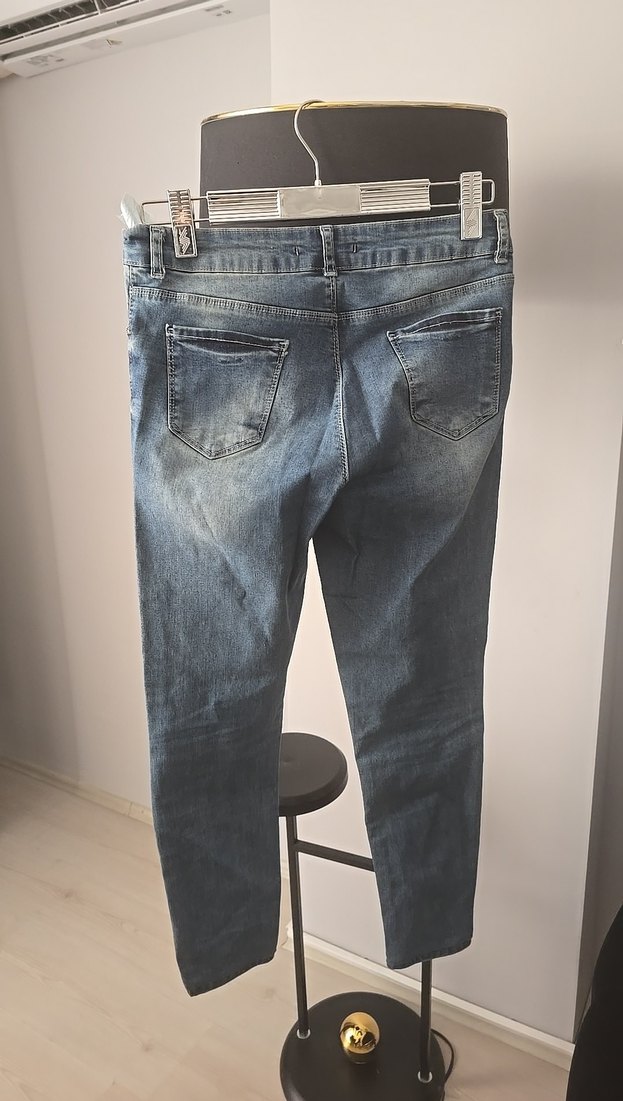 Gevşek Kesim Kadın Midi Boy Mavi Kot Pantolon - Görsel 2