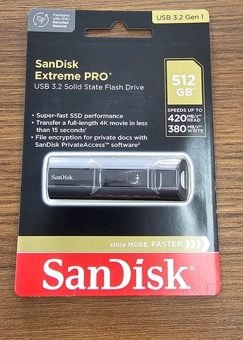 SanDisk Extreme PRO 512GB USB 3.2 Flash Bellek
