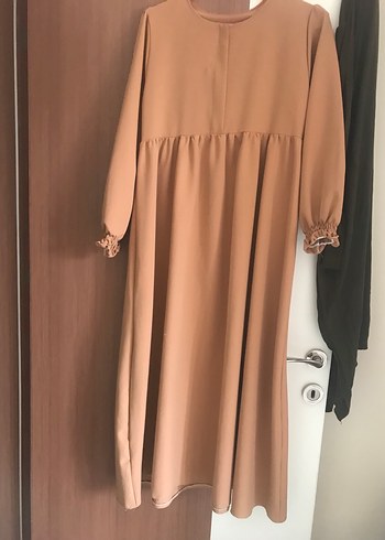 Bej Uzun Robalı Elbise - Görsel 2