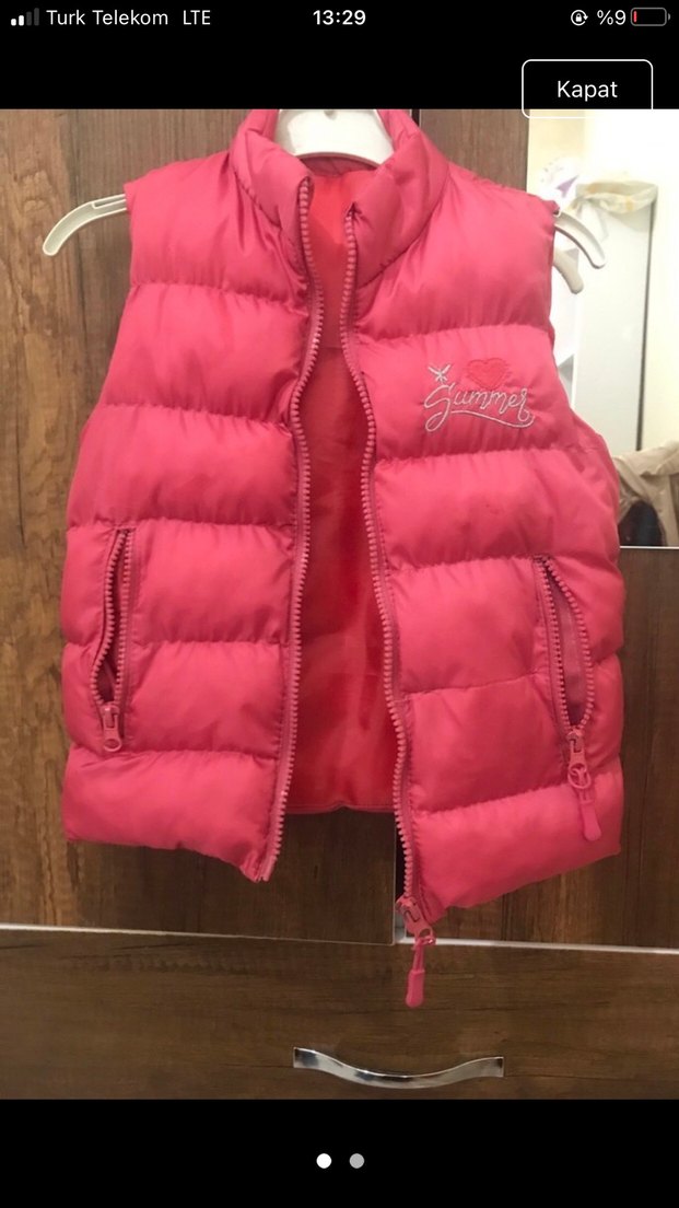 Kız Çocuk Pembe Fermuarlı Şişme Yelek - Görsel 2
