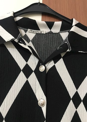 Uzun Siyah Beyaz Desenli Kadın Elbise - Görsel 2