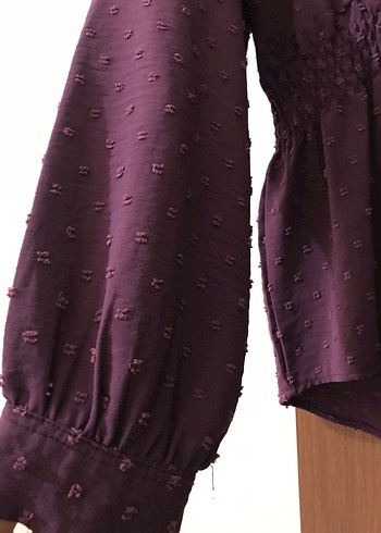Düğmeli Mor Uzun Kollu Kadın Bluz - Görsel 2