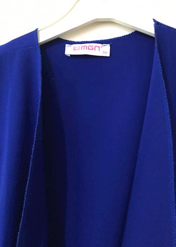 Mavi Drapeli Kolsuz Midi Kadın yelek - Görsel 2