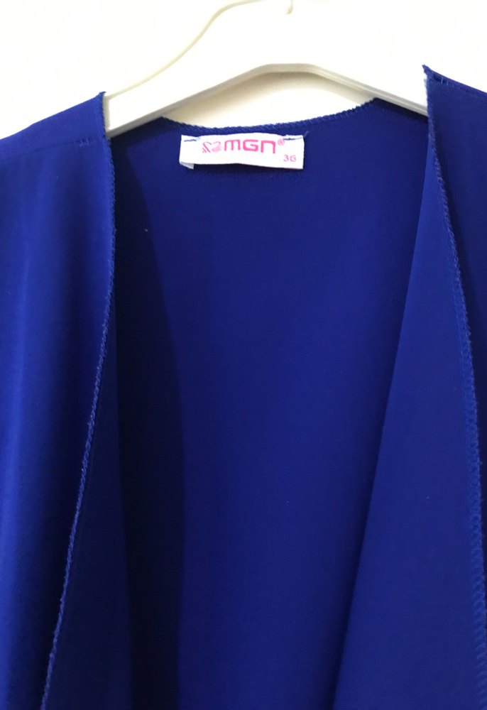 Mavi Drapeli Kolsuz Midi Kadın yelek - Görsel 2