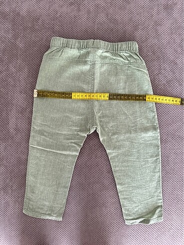 12-18 Ay Beden yeşil Renk Erkek çocuk H&M keten ve pamuk pantolonu (86 beden).