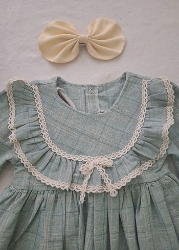 Uzun Kollu Fırfırlı Kız Elbisesi - Görsel 2