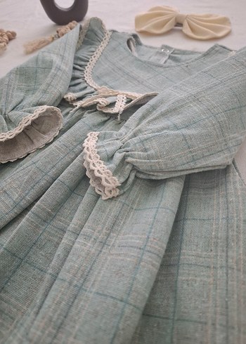 Uzun Kollu Fırfırlı Kız Elbisesi - Görsel 3