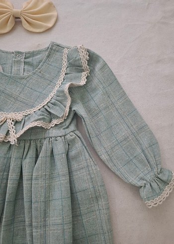 Uzun Kollu Fırfırlı Kız Elbisesi - Görsel 4