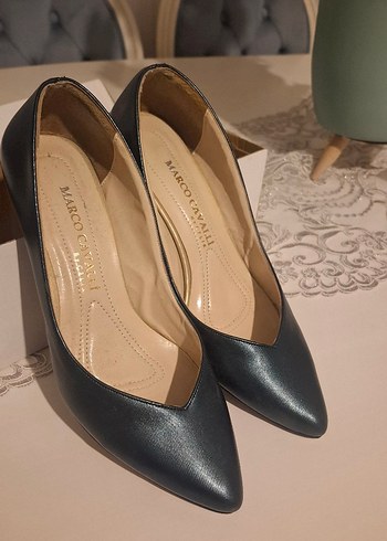 Klasik Lacivert Deri Stiletto - Görsel 4