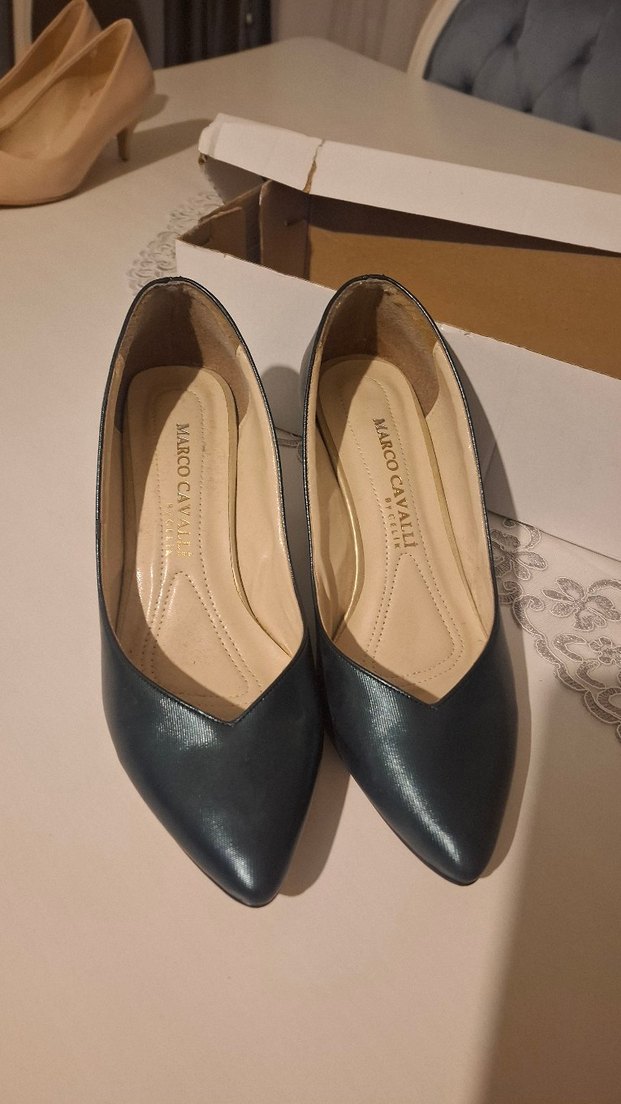 Klasik Lacivert Deri Stiletto - Görsel 2