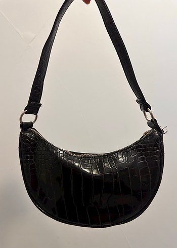 Siyah Yılan Derisi Desenli Kadın Deri Çanta - Görsel 2