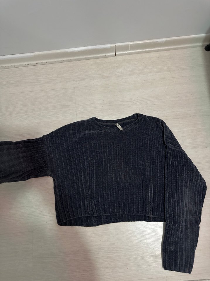 Gri Fitilli Kadın Triko Kazak Defacto - Görsel 2