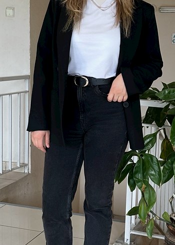 Stradivarius kadın yüksek bel mom jean - Görsel 3