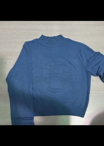 Defacto kadın crop triko kazak mavi M beden - Görsel 2