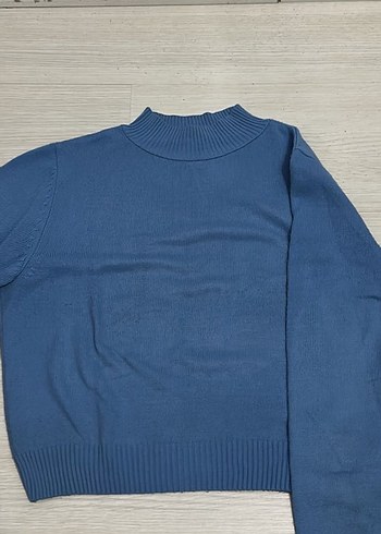 Defacto kadın crop triko kazak mavi M beden - Görsel 3