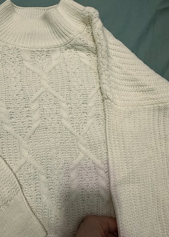 Beyaz Örgü triko  Kadın Kazak lc Waikiki M beden - Görsel 2