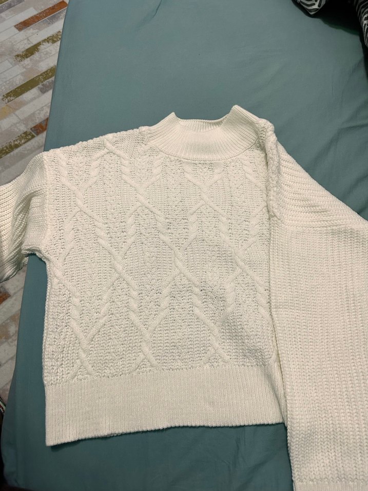 Beyaz Örgü triko  Kadın Kazak lc Waikiki M beden - Görsel 4