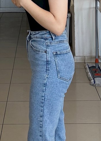 Stradivarius kadın mavi mom jean 38 beden - Görsel 3