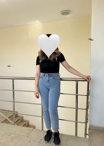 Stradivarius kadın mavi mom jean 38 beden - Görsel 2