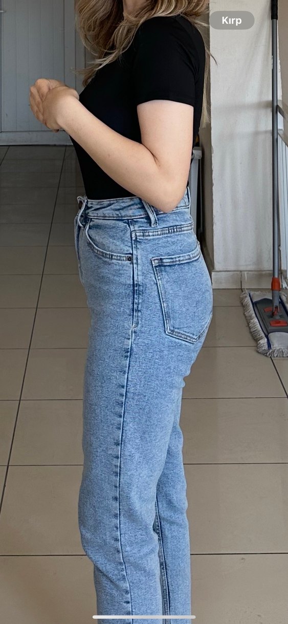 Stradivarius kadın mavi mom jean 38 beden - Görsel 3