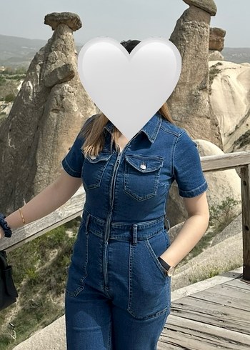 PULL&BEAR  Lacivert kadın Denim Tulum - Görsel 3