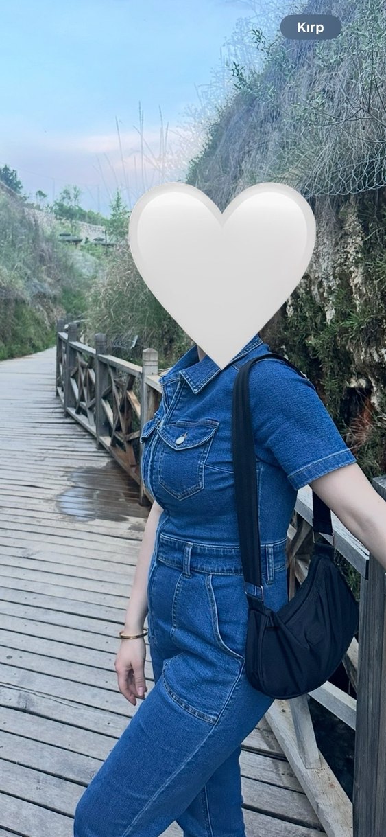 PULL&BEAR  Lacivert kadın Denim Tulum - Görsel 5