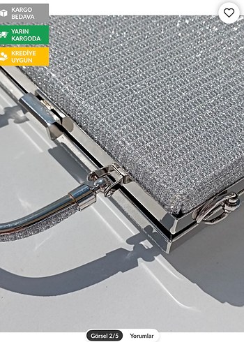 Simli Gümüş Abiye Kadın Çanta - Görsel 2