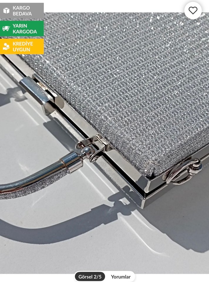 Simli Gümüş Abiye Kadın Çanta - Görsel 2