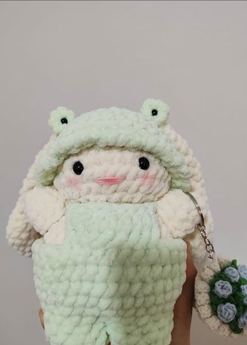 Pastel Renkli Beyaz Peluş Oyuncak Anahtarlık