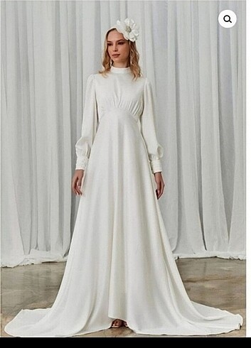 Tesettür saten nikah elbisesi 