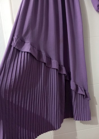 Mor Pilili Uzun Kadın Elbise - Görsel 6