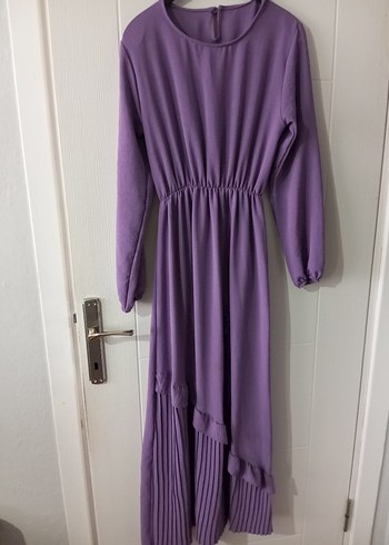 Mor Pilili Uzun Kadın Elbise - Görsel 5