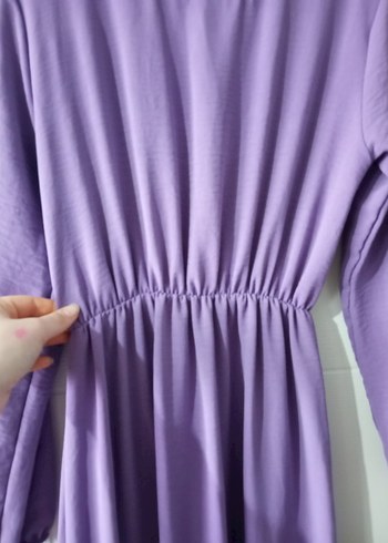 Mor Pilili Uzun Kadın Elbise - Görsel 4